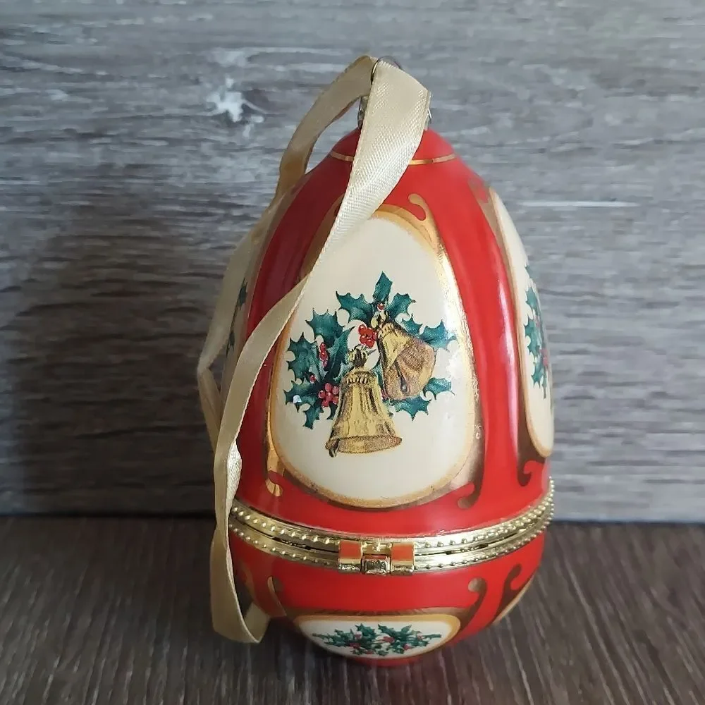 Vintage Mr. Christmas Egg Ornament Trinket Box Musical